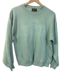 Vintage Hilton Head SC Mint Green Embossed Crewneck Sweatshirt Sz L Gr8 Ragz